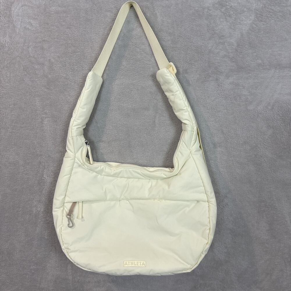 Athleta All About Large Crossbody Hobo Bag Yellow Travel Puffy Casual Sporty New